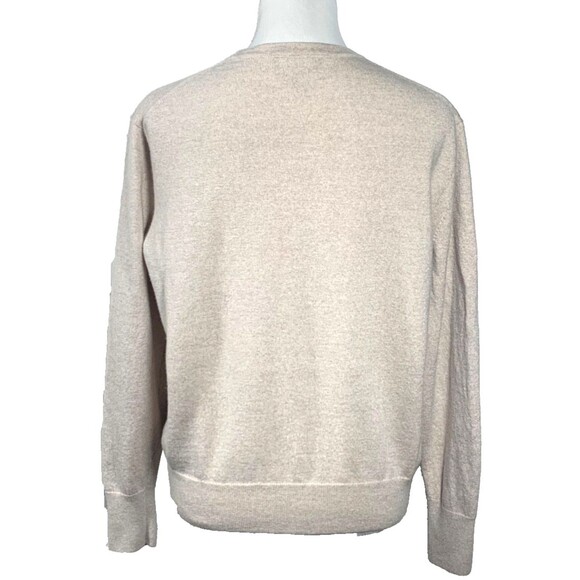 BANANA REPUBLIC Extra Fine Merino Wool Sweater Size L Heather Oatmeal Crew - Picture 3 of 8